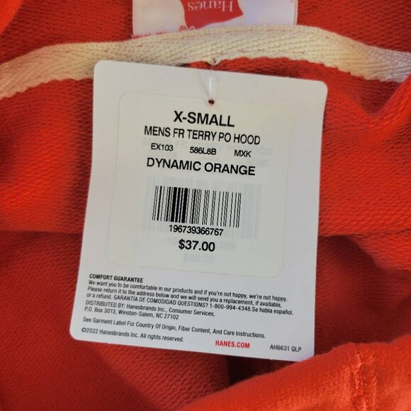 NWT Hanes Explorer Mens French Terry Hoodie Lightweight Graphic Orange Ombre XS - Picture 6 of 9
